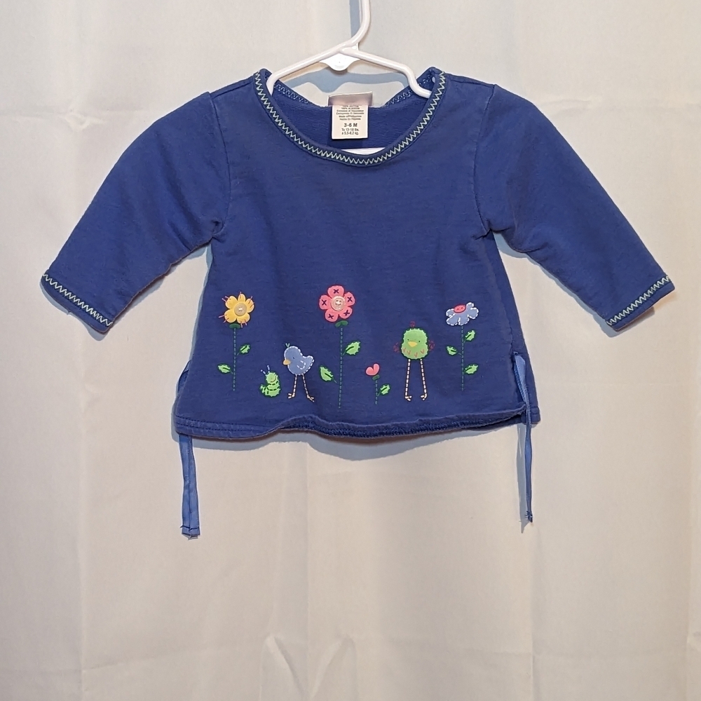 Carter's Blue Long Sleeve Tee with Floral Design
